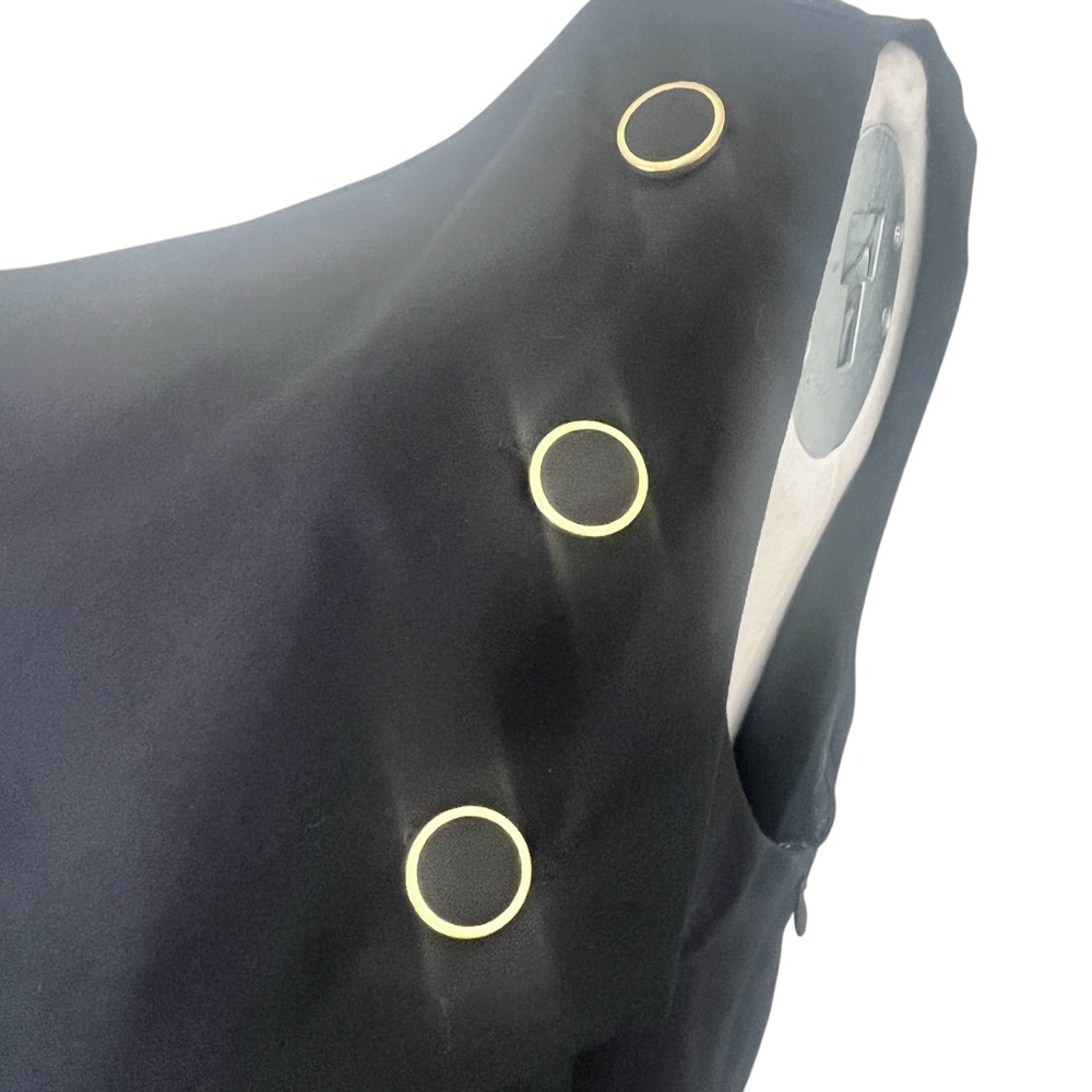 NWT ($88) Richard Malcolm Black Sleeveless Ruched Button Detail MIDI Dress Sz 6 - Picture 8 of 11